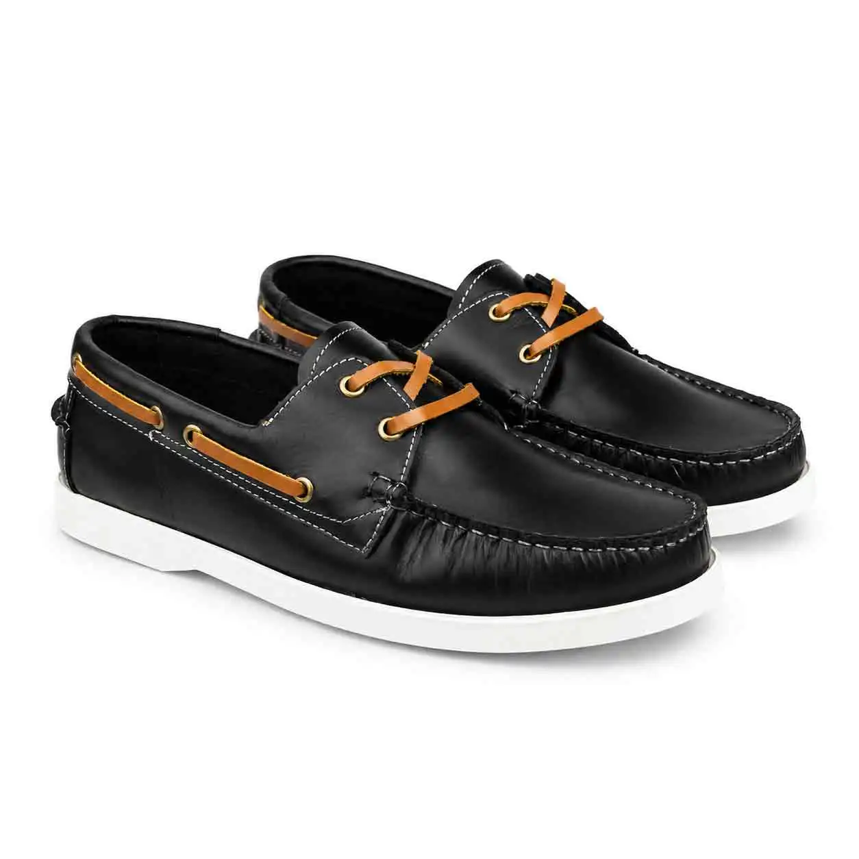 chaussure bateaux homme SEB02-1 noir cuir  miniature